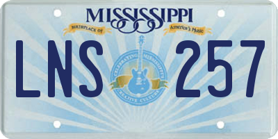 MS license plate LNS257