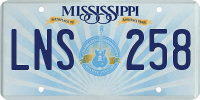 MS license plate LNS258