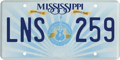 MS license plate LNS259
