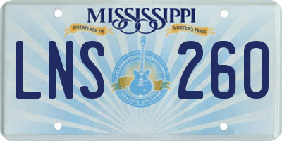 MS license plate LNS260