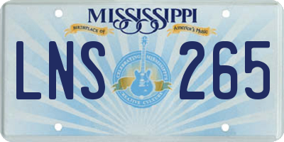 MS license plate LNS265