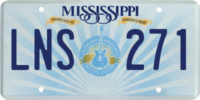 MS license plate LNS271