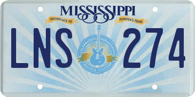 MS license plate LNS274