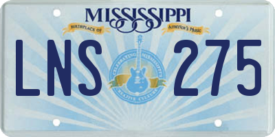 MS license plate LNS275