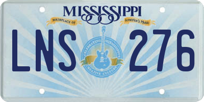 MS license plate LNS276