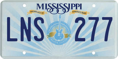 MS license plate LNS277