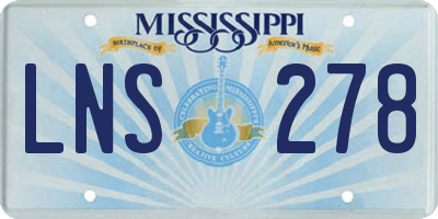 MS license plate LNS278