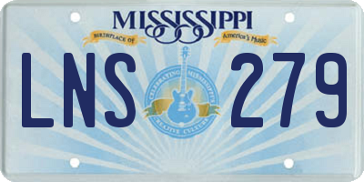 MS license plate LNS279