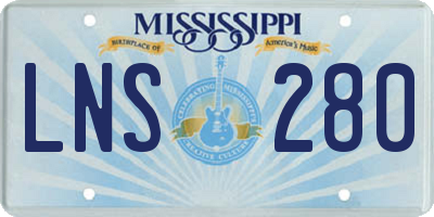MS license plate LNS280