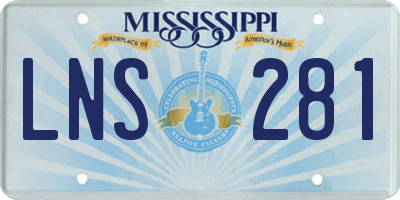 MS license plate LNS281