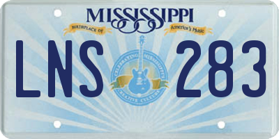 MS license plate LNS283