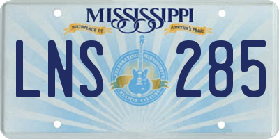 MS license plate LNS285