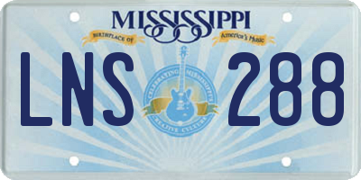 MS license plate LNS288