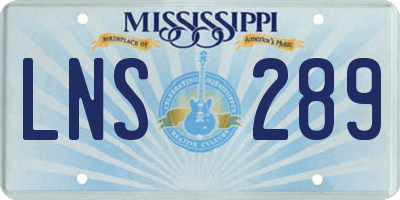 MS license plate LNS289