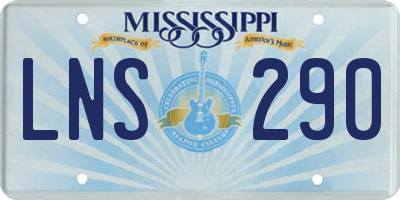 MS license plate LNS290