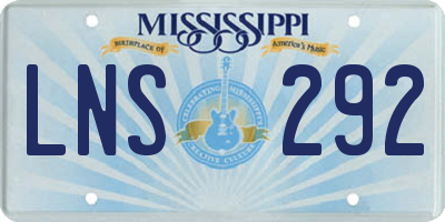 MS license plate LNS292