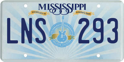 MS license plate LNS293