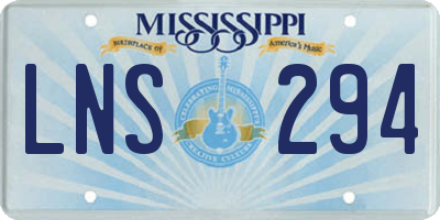 MS license plate LNS294