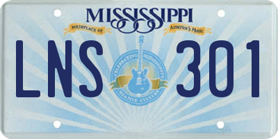 MS license plate LNS301