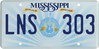 MS license plate LNS303