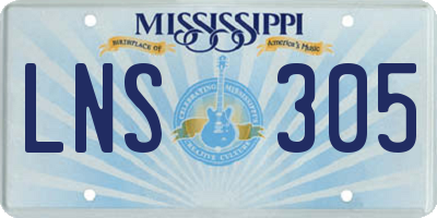 MS license plate LNS305