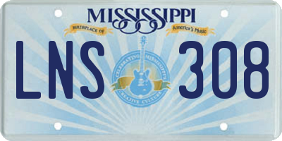 MS license plate LNS308