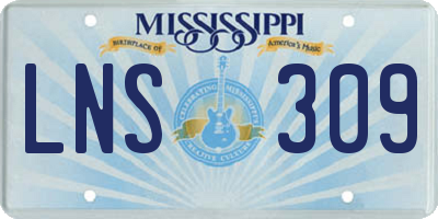 MS license plate LNS309