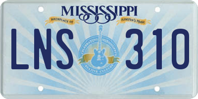 MS license plate LNS310