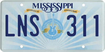 MS license plate LNS311