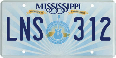 MS license plate LNS312