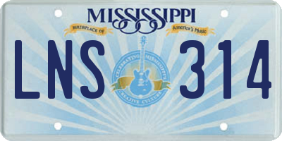 MS license plate LNS314