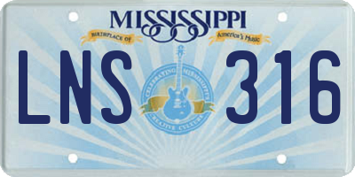 MS license plate LNS316