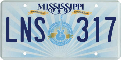 MS license plate LNS317