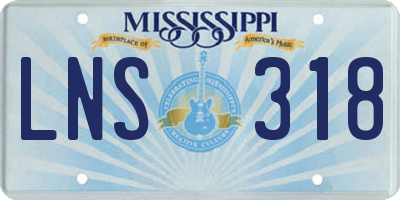 MS license plate LNS318