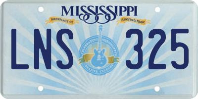 MS license plate LNS325