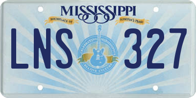 MS license plate LNS327
