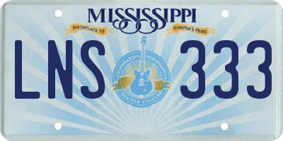 MS license plate LNS333