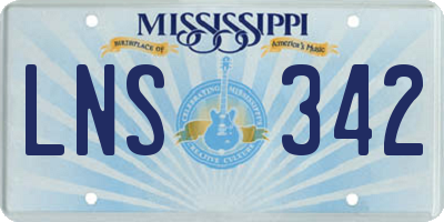 MS license plate LNS342