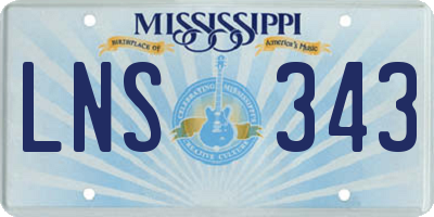 MS license plate LNS343