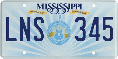 MS license plate LNS345