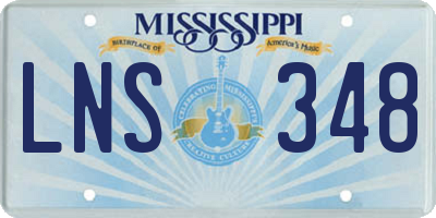 MS license plate LNS348