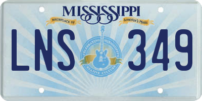 MS license plate LNS349