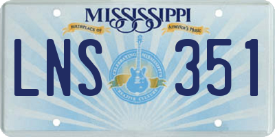 MS license plate LNS351
