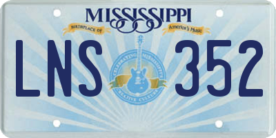 MS license plate LNS352