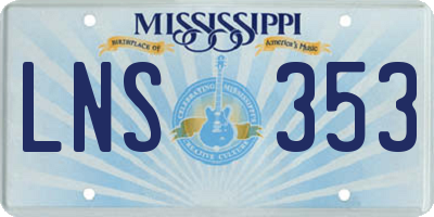MS license plate LNS353