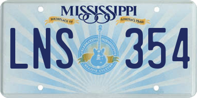 MS license plate LNS354