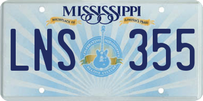 MS license plate LNS355