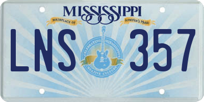 MS license plate LNS357