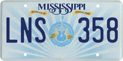 MS license plate LNS358