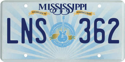 MS license plate LNS362